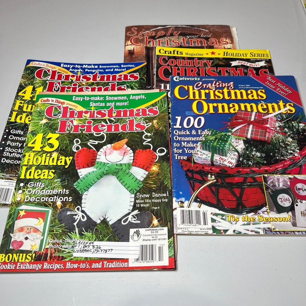 Christmas Holiday Craft Magazine Lot of 5 Ornaments Decor Recipes Quilting‎